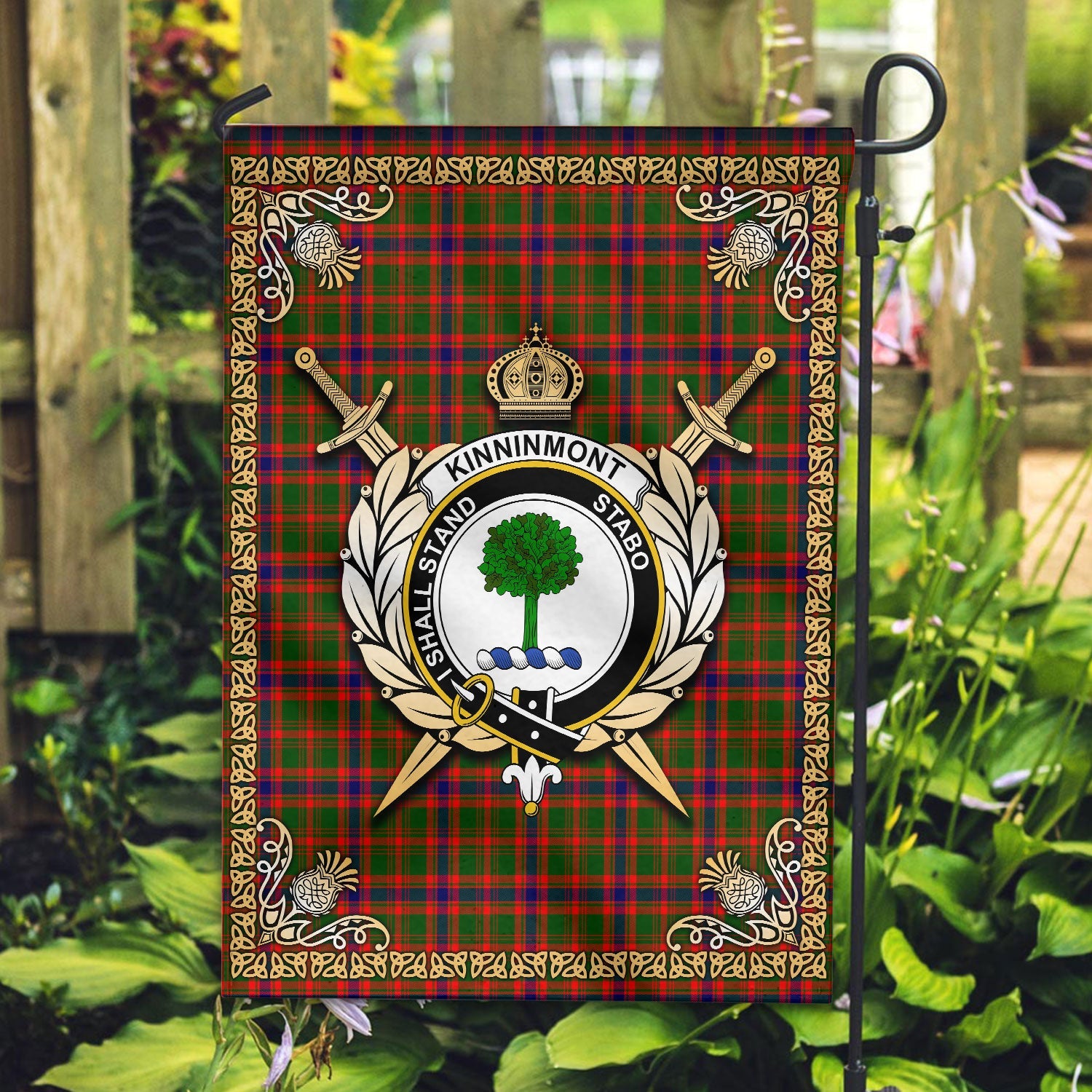 Clan Kinninmont Tartan Crest Garden Flag  - Celtic Thistle  GA53 Clan Garden Tartan Today   