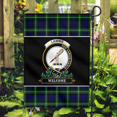 Clan Lammie Tartan Crest Garden Flag  - Welcome  DN84 Clan Lammie Tartan Today   