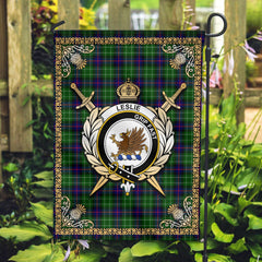 Clan Leslie Hunting Tartan Crest Garden Flag  - Celtic Thistle  GC67 Clan Leslie Tartan Today   