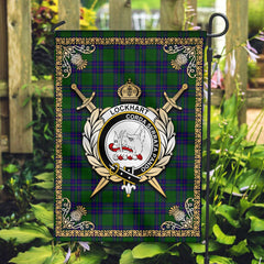 Clan Lockhart Modern Tartan Crest Garden Flag  - Celtic Thistle  XN62 Clan Lockhart Tartan Today   