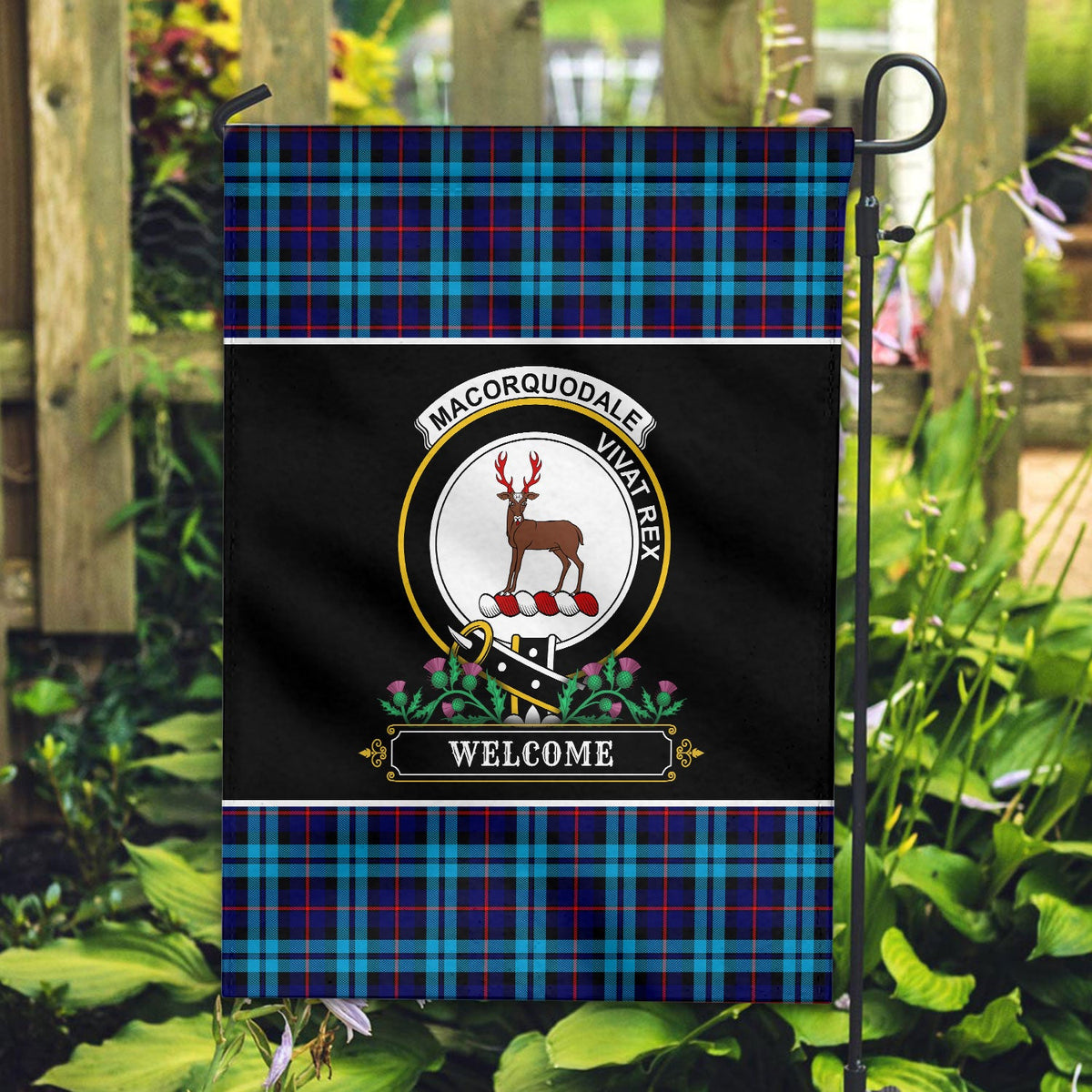 Clan MacCorquodale Tartan Crest Garden Flag  - Welcome  LN57 Clan MacCorquodale Tartan Today   