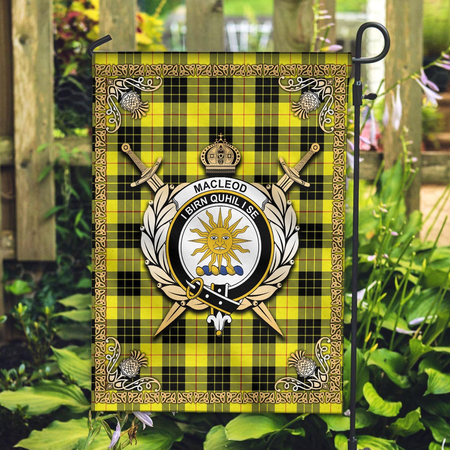 Clan Clan MacLeod of Lewis Modern Tartan Crest Garden Flag  - Celtic Thistle  TT69 Clan Garden Tartan Today   