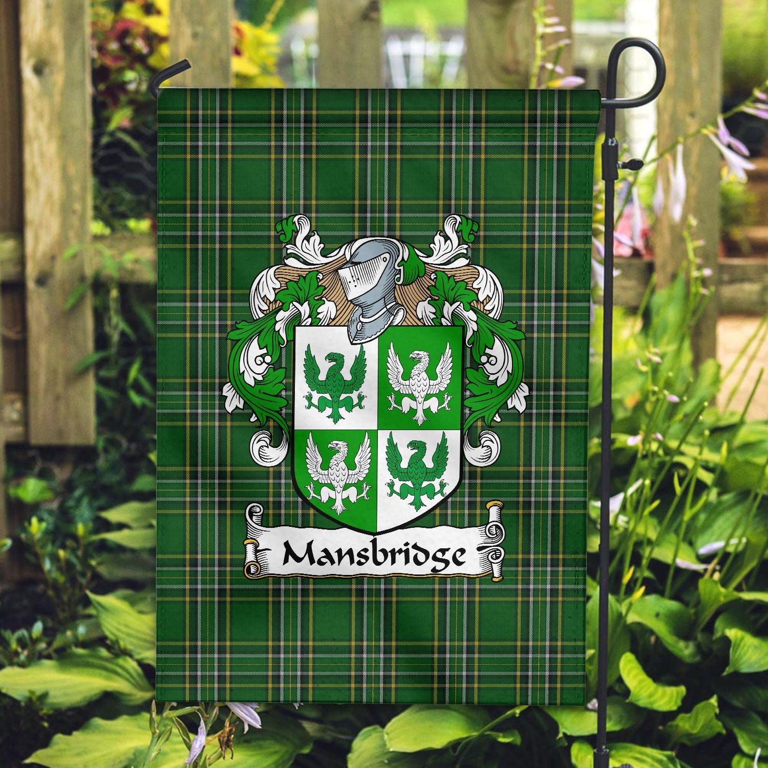 Clan Clan Mansbridge Tartan Crest Garden Flag VC63 Clan Garden Tartan Today   