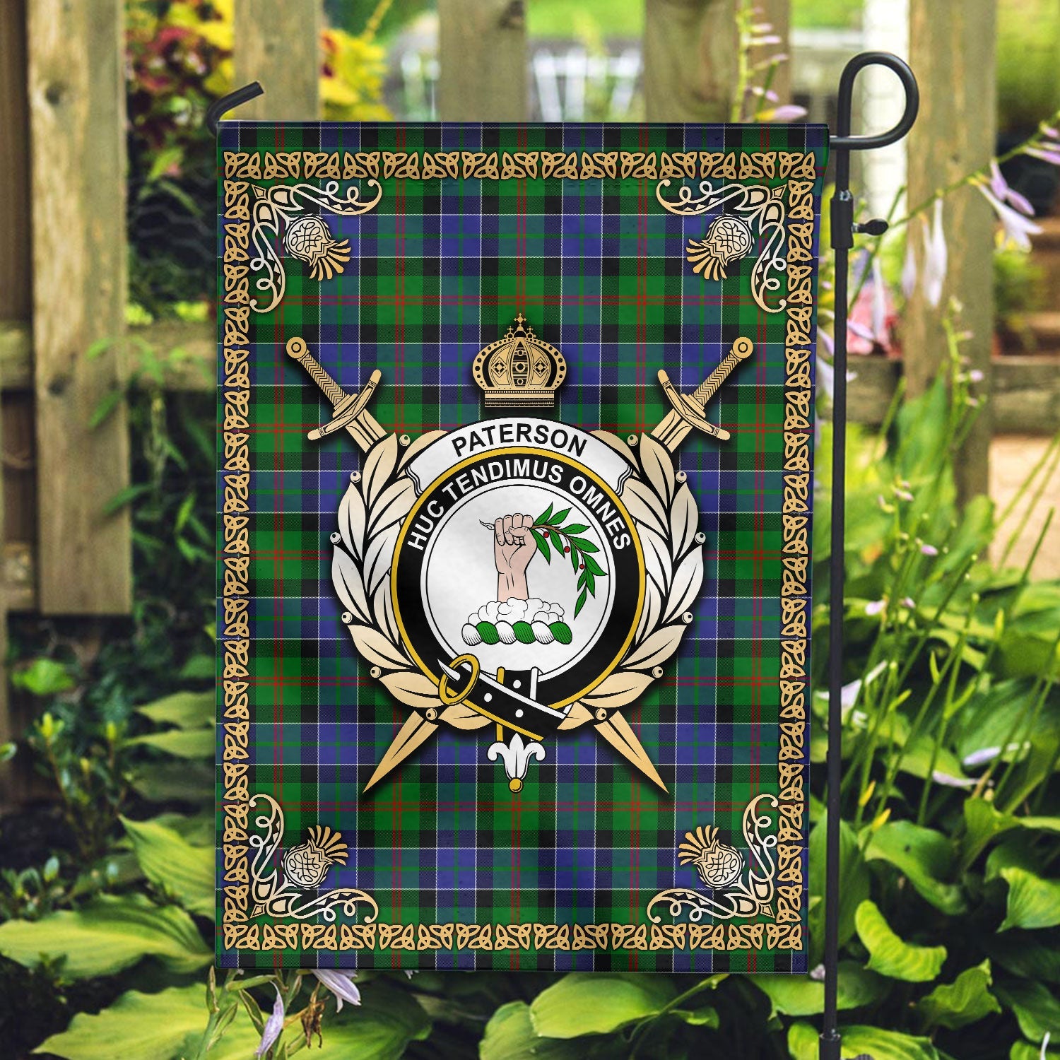 Clan Clan Paterson Tartan Crest Garden Flag  - Celtic Thistle  CB84 Clan Paterson Tartan Today   