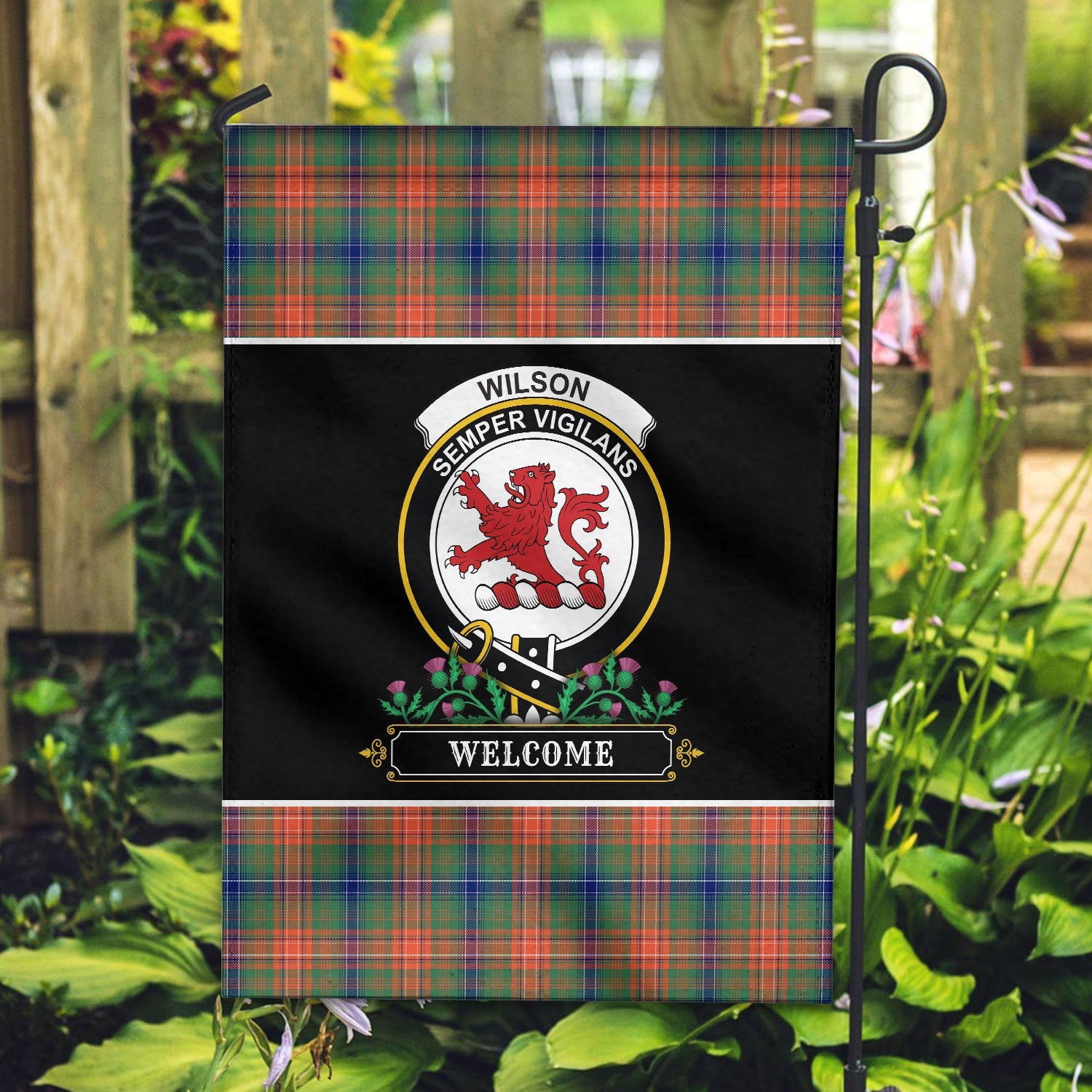 Clan Wilson Ancient Tartan Crest Garden Flag  - Welcome  MJ24 Clan Wilson Tartan Today   