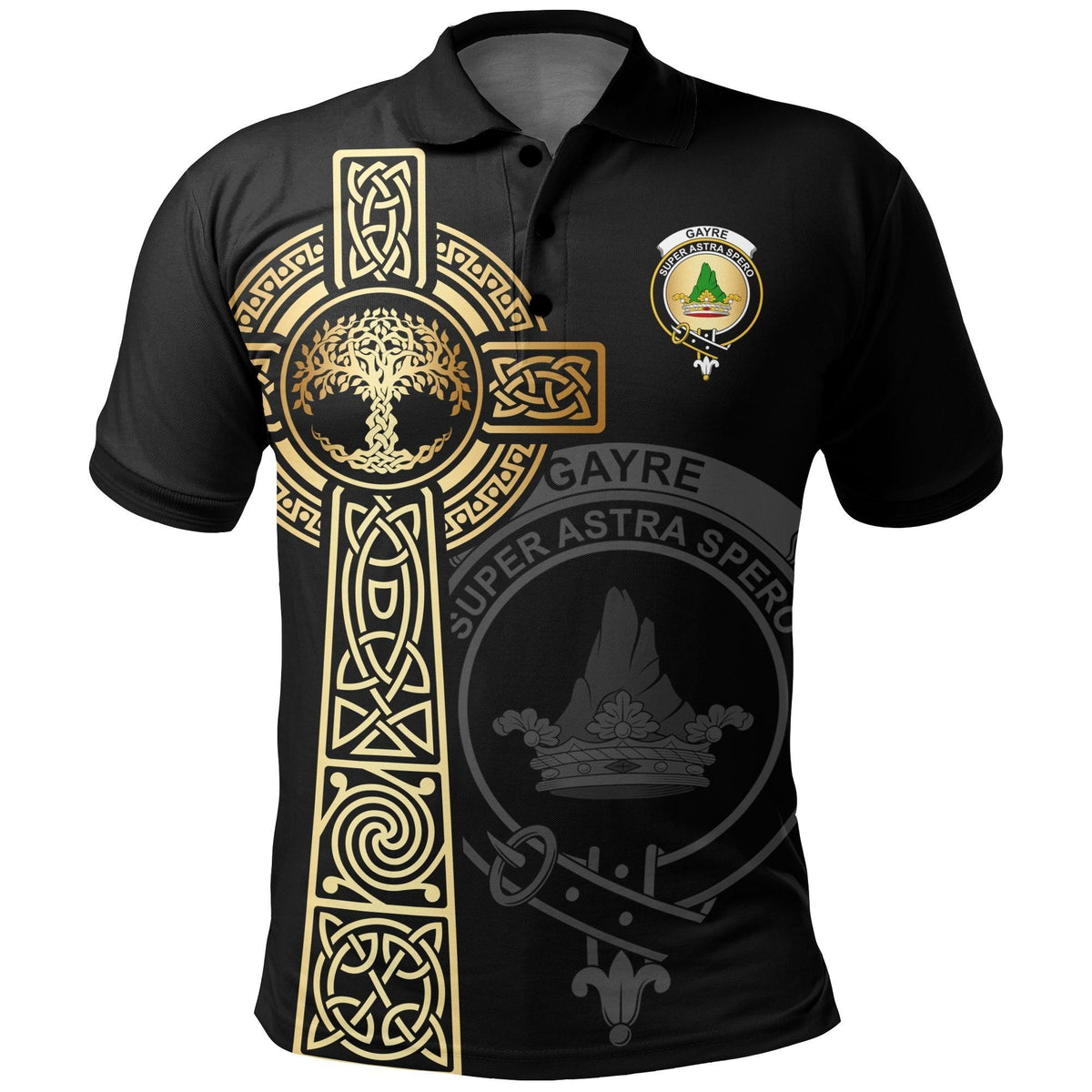 Clan Gayre Clan Unisex Polo Shirt - Celtic Tree Of Life GP87 Gayre Tartan Tartan Polo   