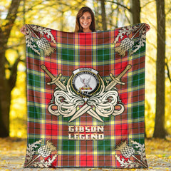 Clan Gibson Tartan Gold Courage Symbol Blanket FY76 Clan Hall Tartan Today   