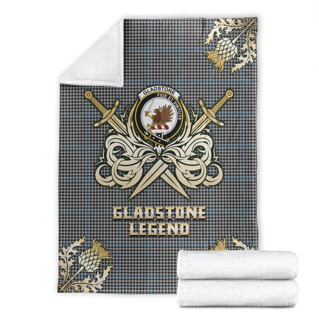 Clan Gladstone Tartan Gold Courage Symbol Blanket YB67 Clan Hall Tartan Today   