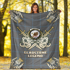 Clan Gladstone Tartan Gold Courage Symbol Blanket YB67 Clan Hall Tartan Today   