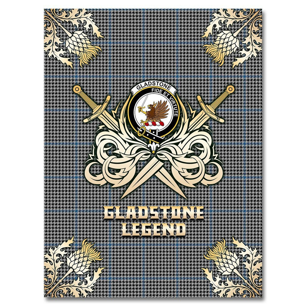 Clan Gladstone Tartan Gold Courage Symbol Blanket YB67 Clan Hall Tartan Today   