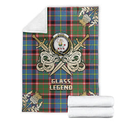 Clan Glass Tartan Gold Courage Symbol Blanket NG38 Clan Glass Tartan Today   