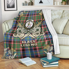 Clan Glass Tartan Gold Courage Symbol Blanket NG38 Clan Glass Tartan Today   