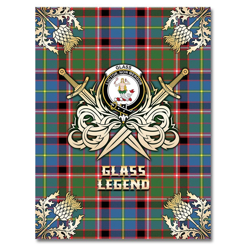 Clan Glass Tartan Gold Courage Symbol Blanket NG38 Clan Glass Tartan Today   