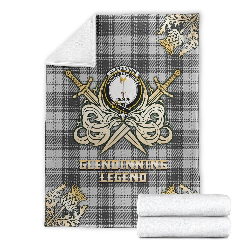 Clan Glendinning Tartan Gold Courage Symbol Blanket EO70 Clan Glen Tartan Today   