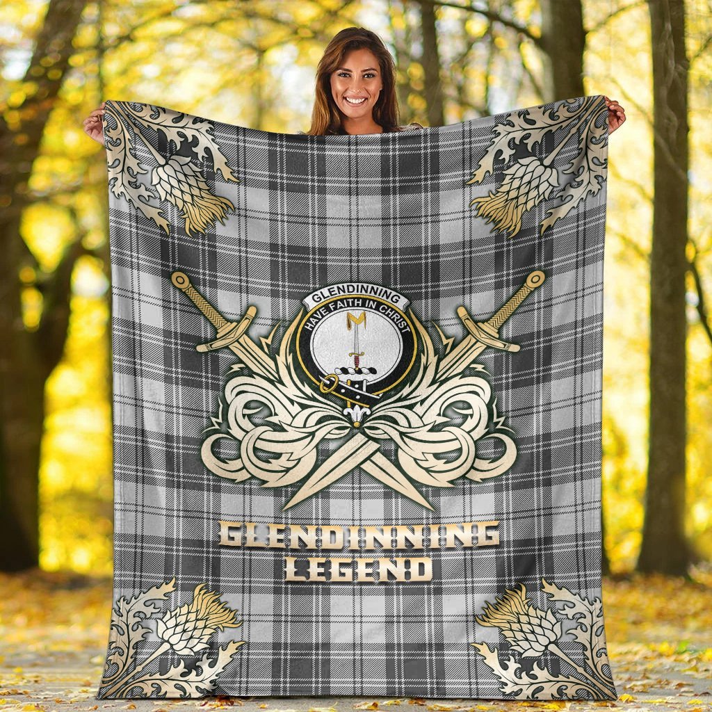 Clan Glendinning Tartan Gold Courage Symbol Blanket EO70 Clan Glen Tartan Today   