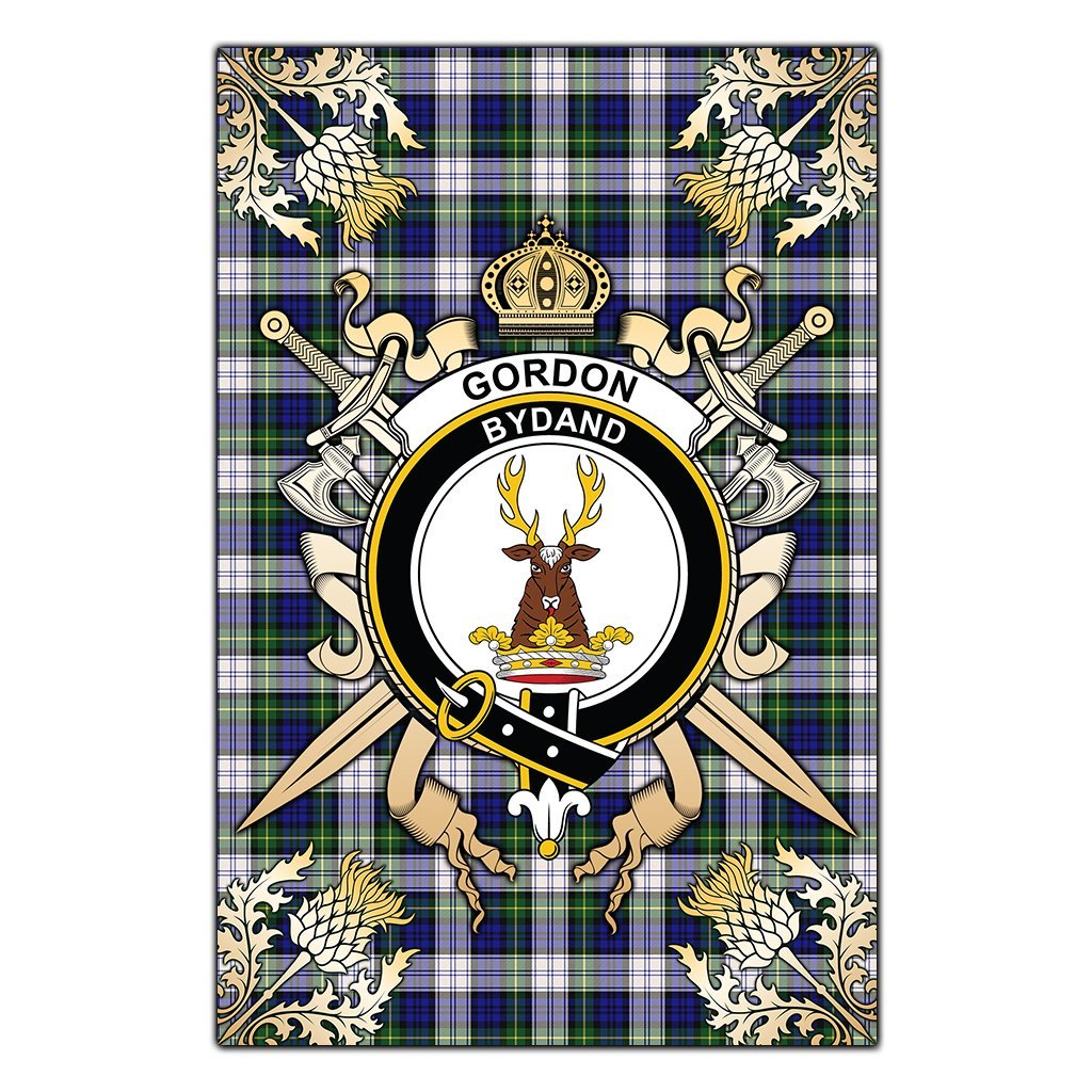 Clan Gordon Dress Modern Tartan Crest Black Garden Flag  - Gold Thistle  EK72 Clan Gordon Tartan Today   
