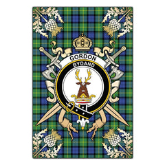 Clan Gordon Old Ancient Tartan Crest Black Garden Flag  - Gold Thistle  VU65 Clan Gordon Tartan Today   