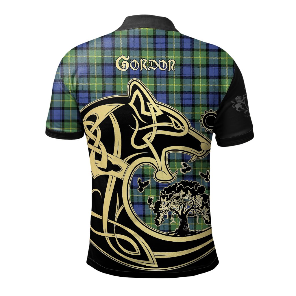 Clan Gordon Old Ancient Tartan Polo Shirt Viking Wolf YW91 Gordon Old Ancient Tartan Tartan Polo   