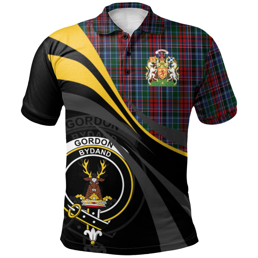 Clan Gordon Red 01 Tartan Polo Shirt - Royal Coat Of Arms Style PF67 Gordon Red 01 Tartan Tartan Polo   