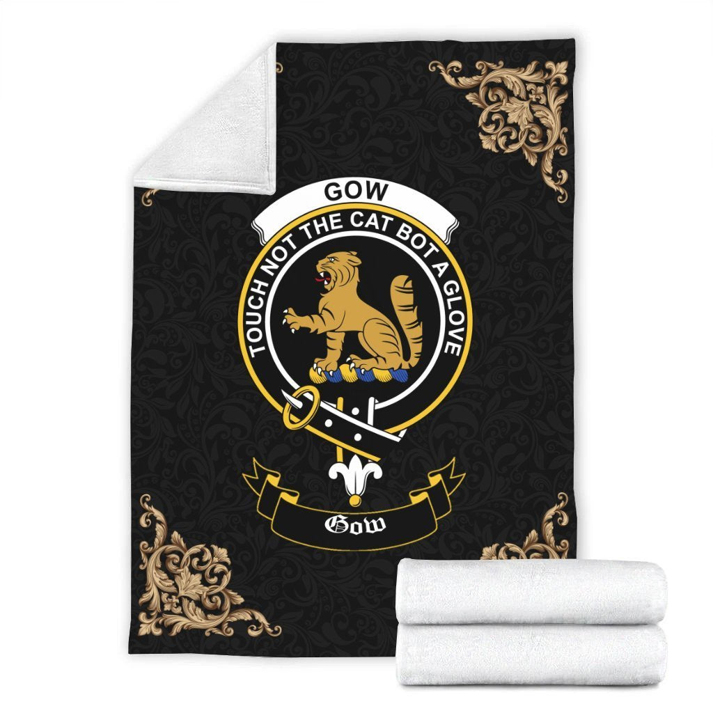 Clan Gow (or McGouan) Crest Tartan Premium Blanket Black BN28 Clan Gow Tartan Today   