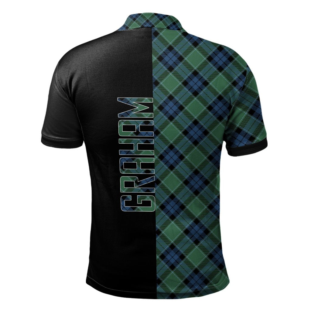 Clan Graham of Menteith Ancient Tartan Polo Shirt Half of Me - Cross Style JA64 Graham of Menteith Ancient Tartan Tartan Polo   