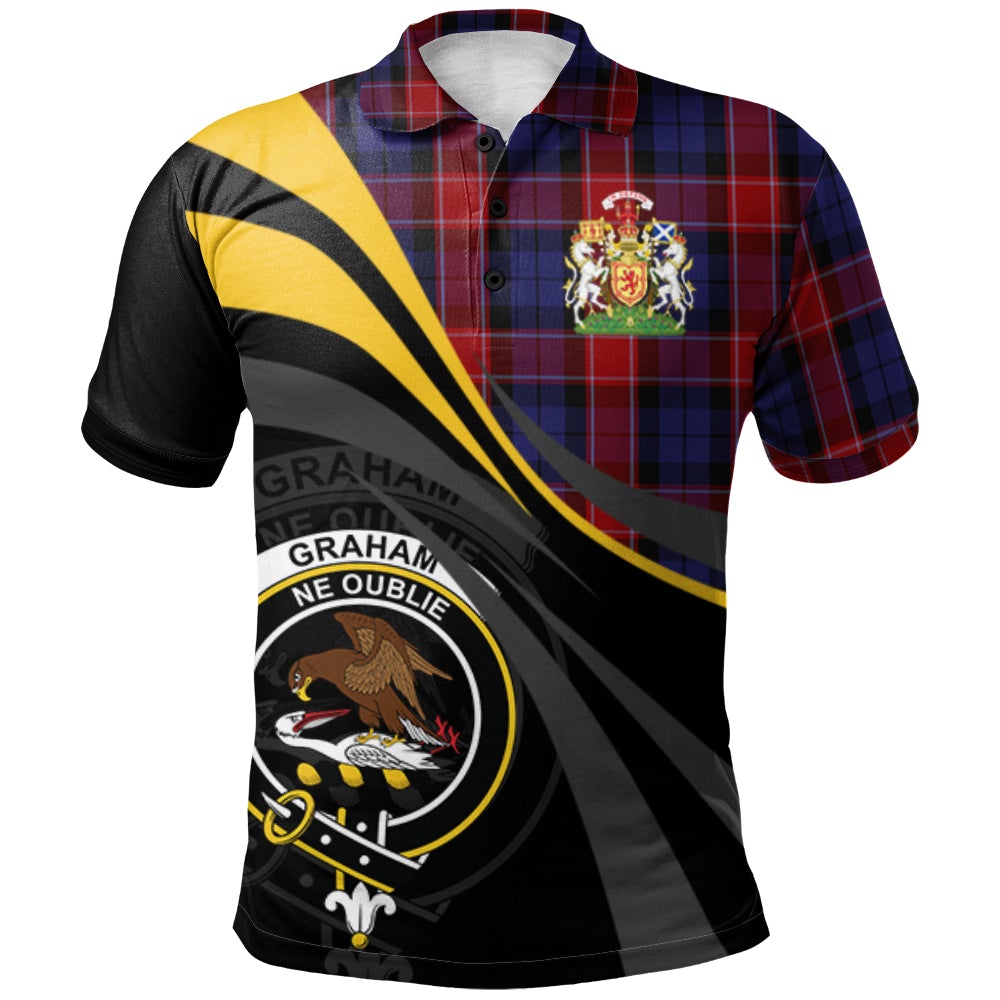 Clan Graham of Menteith Red 01 Tartan Polo Shirt - Royal Coat Of Arms Style GT51 Graham of Menteith Red 01 Tartan Tartan Polo   