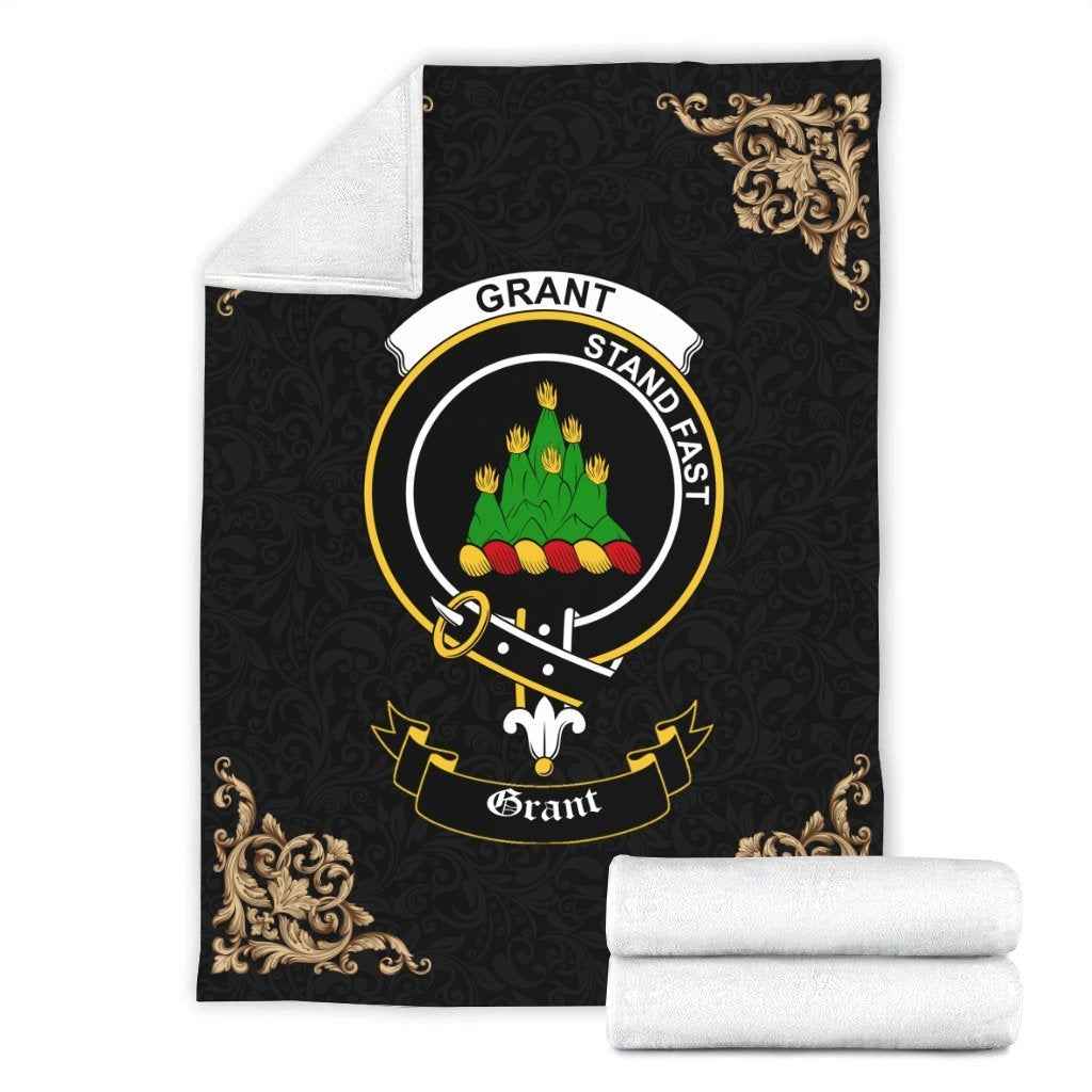 Clan Grant Crest Tartan Premium Blanket Black MC84 Clan Grant Tartan Today   