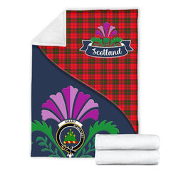 Clan Grant Tartan Crest Premium Blanket Thistle Style PJ13 Clan Grant Tartan Today   