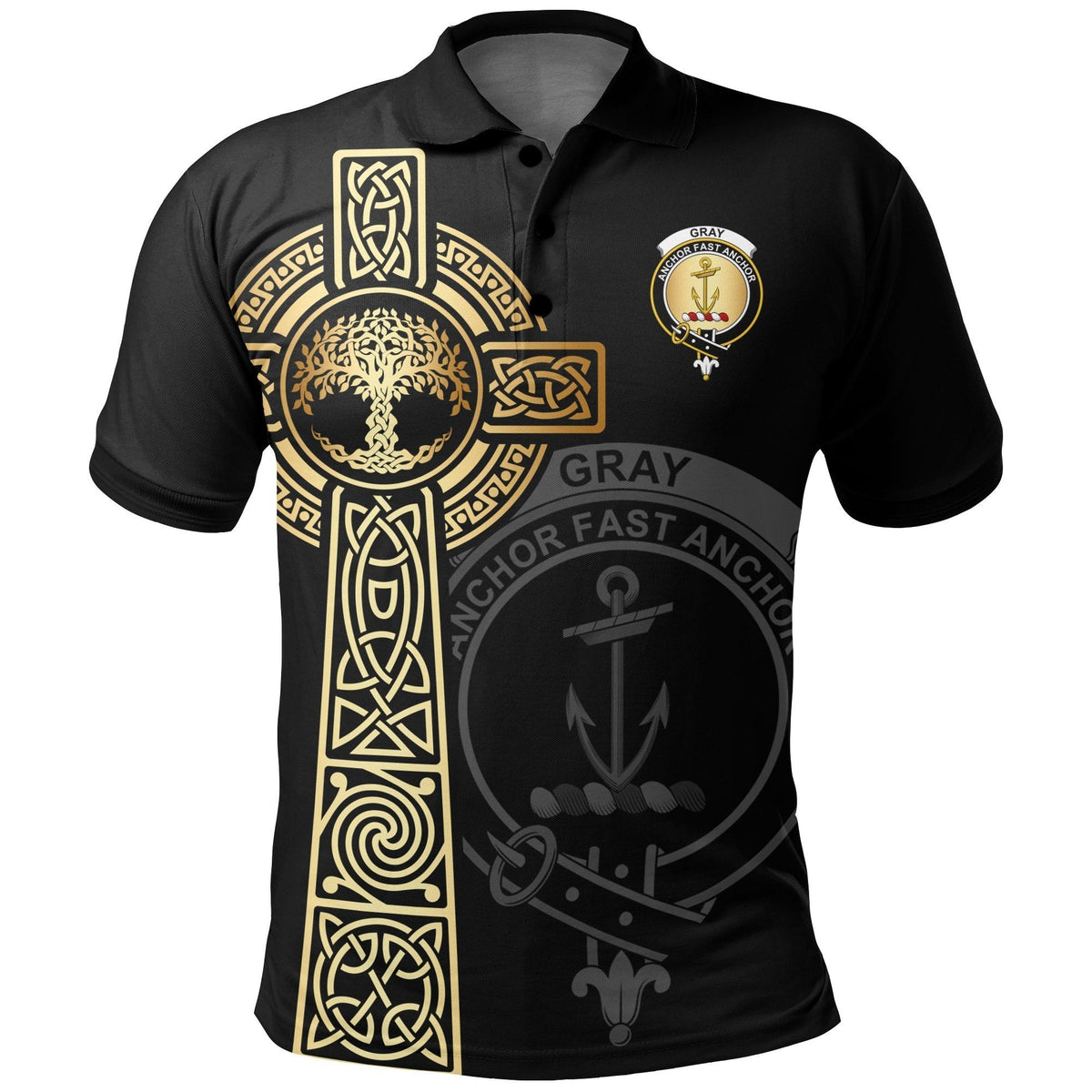 Clan Gray Clan Unisex Polo Shirt - Celtic Tree Of Life PN12 Gray Tartan Tartan Polo   