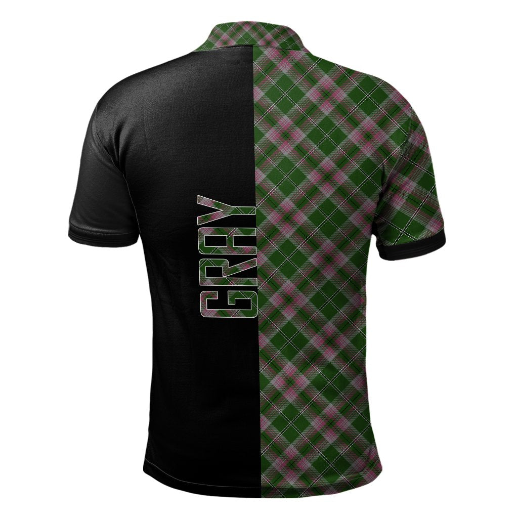 Clan Gray Hunting Tartan Polo Shirt Half of Me - Cross Style SA73 Gray Hunting Tartan Tartan Polo   