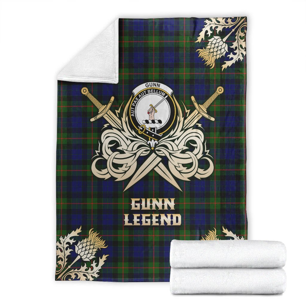 Clan Gunn Modern Tartan Gold Courage Symbol Blanket VH44 Clan Gunn Tartan Today   