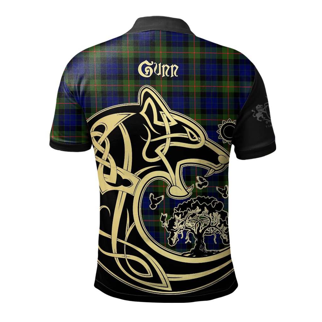 Clan Gunn Modern Tartan Polo Shirt Viking Wolf QI17 Gunn Modern Tartan Tartan Polo   