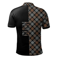 Clan Gunn Weathered Tartan Polo Shirt Half of Me - Cross Style XJ87 Gunn Weathered Tartan Tartan Polo   