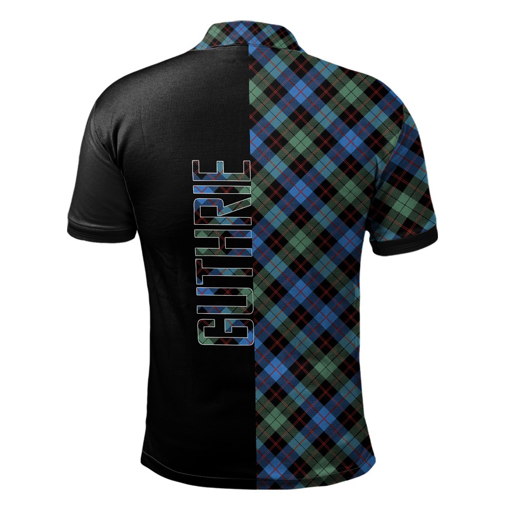 Clan Guthrie Ancient Tartan Polo Shirt Half of Me - Cross Style IO90 Guthrie Ancient Tartan Tartan Polo   