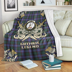 Clan Guthrie Modern Tartan Gold Courage Symbol Blanket NG50 Clan Guthrie Tartan Today   