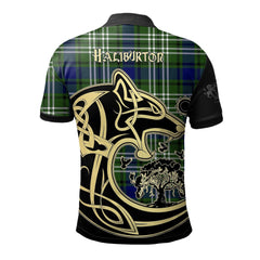 Clan Haliburton Tartan Polo Shirt Viking Wolf SP70 Haliburton Tartan Tartan Polo   