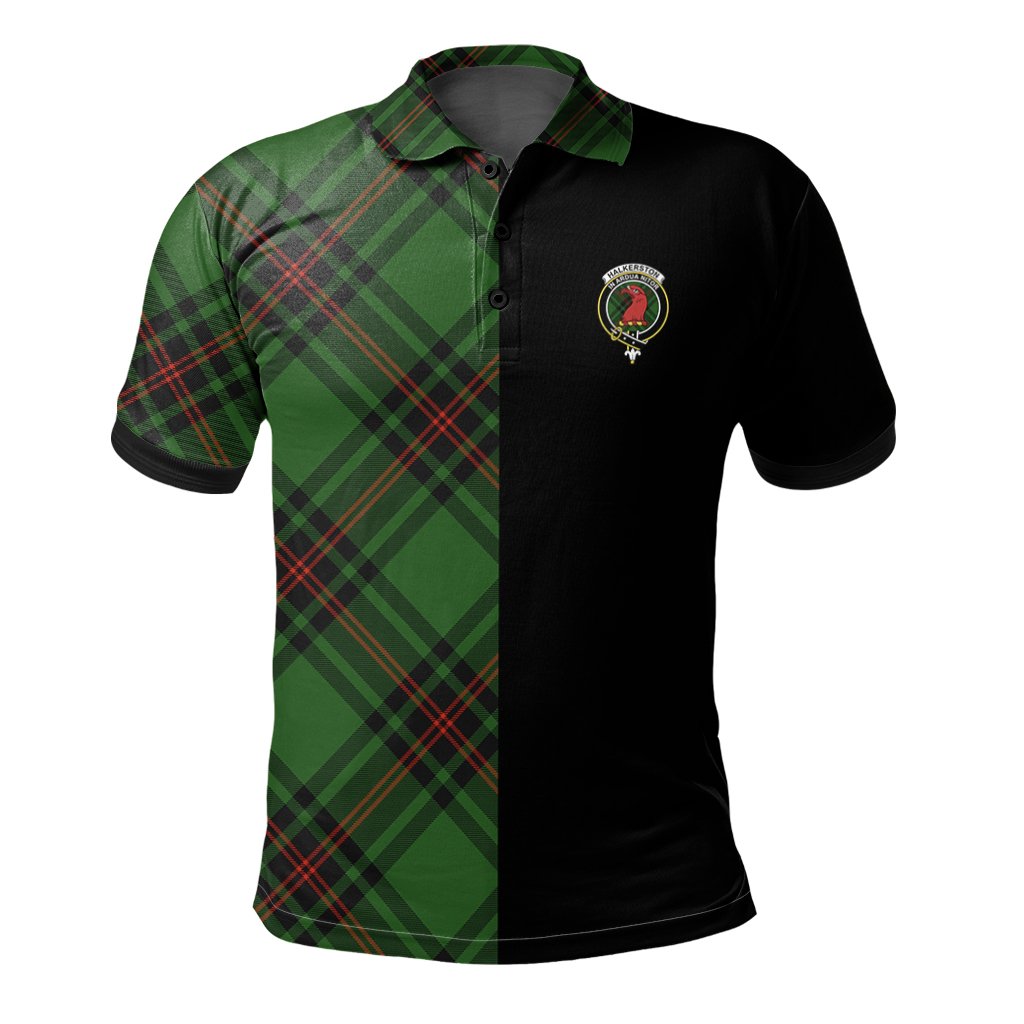 Clan Halkerston Tartan Polo Shirt Half of Me - Cross Style VB24 Halkerston Tartan Tartan Polo   