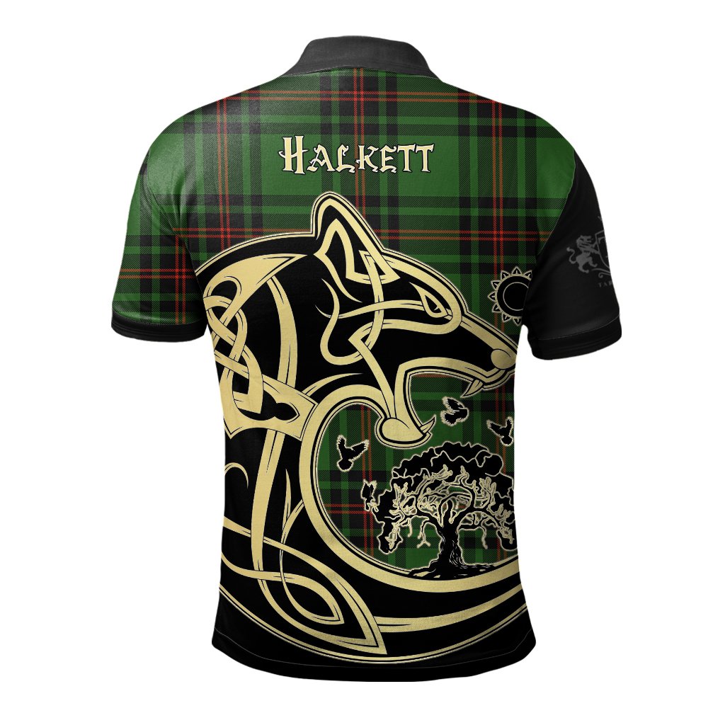 Clan Halkett Tartan Polo Shirt Viking Wolf ZM78 Halkett Tartan Tartan Polo   