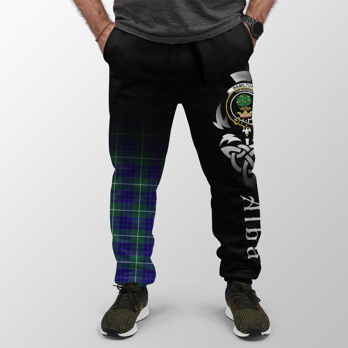 Clan Hamilton Hunting Modern Tartan Crest Jogger Sweatpants  Alba Celtic Style KC11 Clan Hamilton Tartan Today   