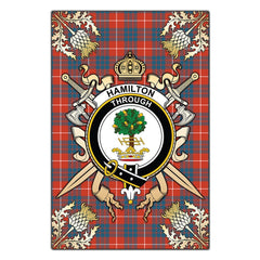 Clan Hamilton Ancient Tartan Crest Black Garden Flag  - Gold Thistle  MJ88 Clan Hamilton Tartan Today   