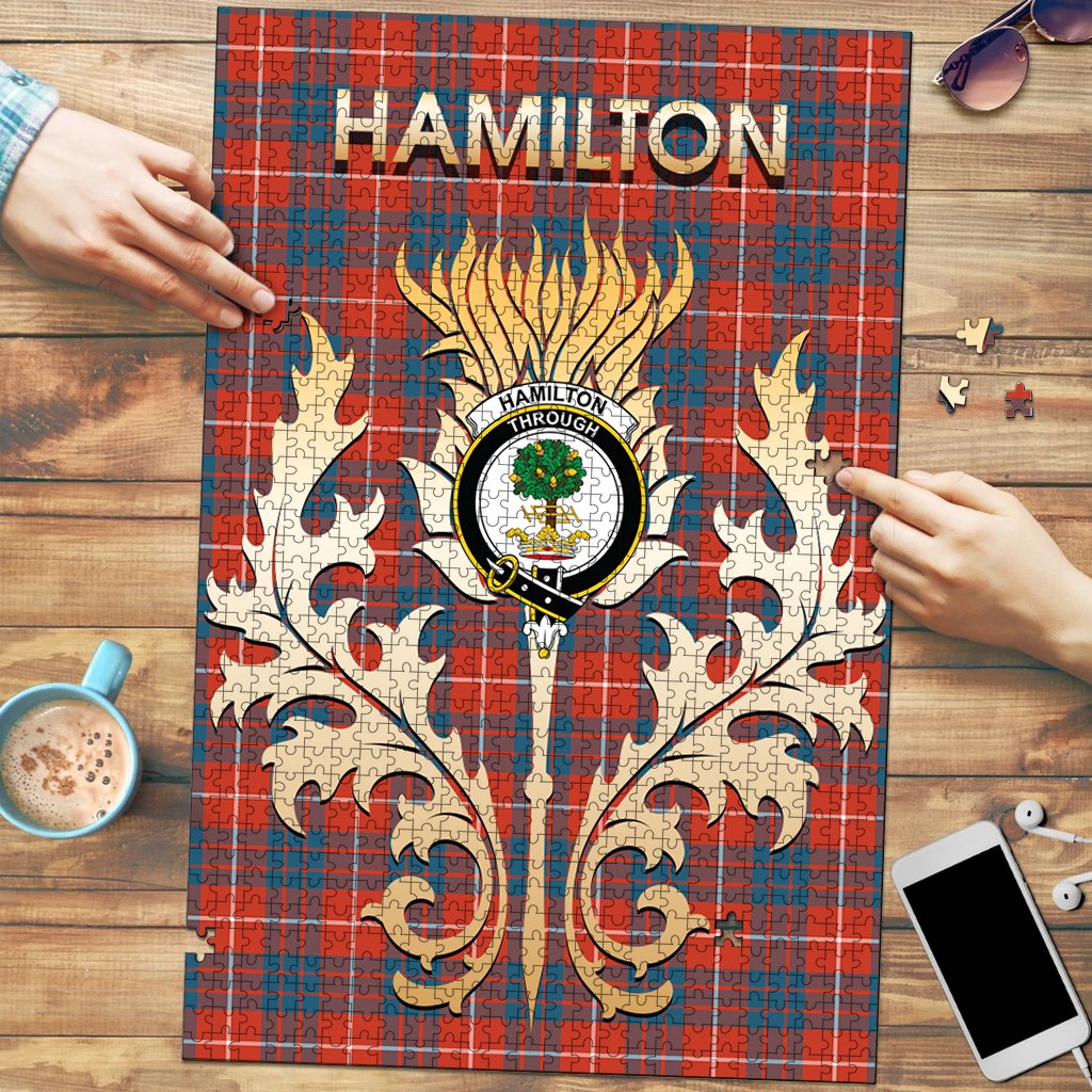 Clan Hamilton Ancient Tartan Crest Thistle Jigsaw Puzzles Gift For Family CU78 Clan Hamilton Tartan Today   