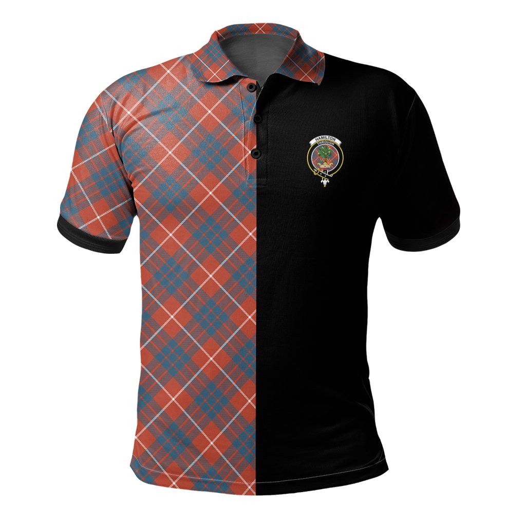 Clan Hamilton Ancient Tartan Polo Shirt Half of Me - Cross Style AH20 Hamilton Ancient Tartan Tartan Polo   