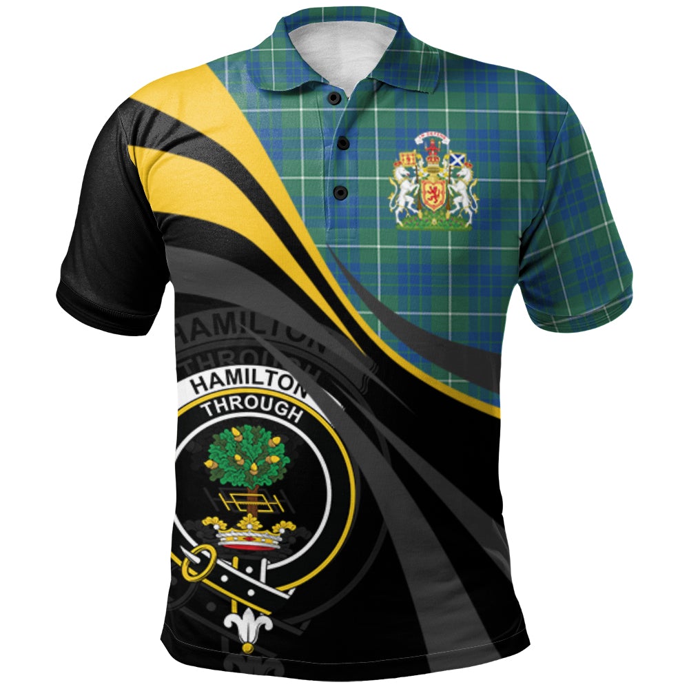 Clan Hamilton Hunting Ancient Tartan Polo Shirt - Royal Coat Of Arms Style PJ70 Hamilton Hunting Ancient Tartan Tartan Polo   