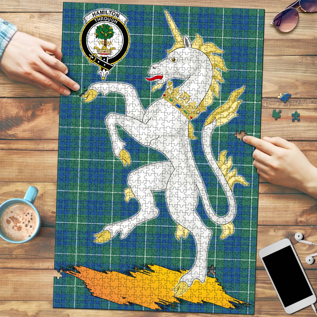 Clan Hamilton Hunting Ancient Tartan Crest Unicorn Scotland Jigsaw Puzzles Gift For Family SV99 Clan Hamilton Tartan Today   