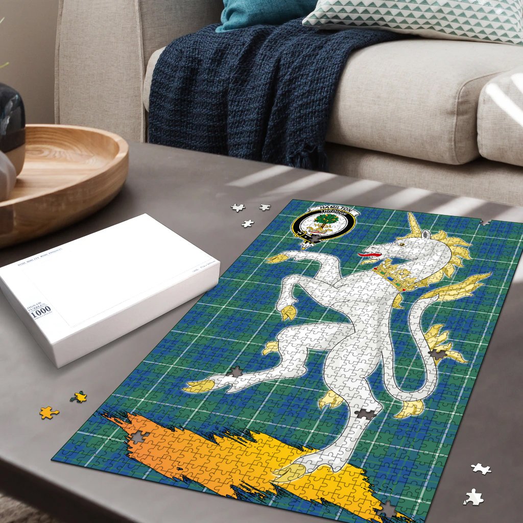 Clan Hamilton Hunting Ancient Tartan Crest Unicorn Scotland Jigsaw Puzzles Gift For Family SV99 Clan Hamilton Tartan Today   