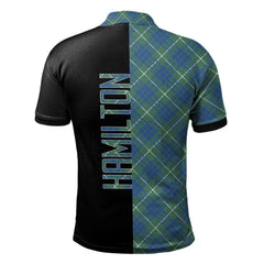 Clan Hamilton Hunting Ancient Tartan Polo Shirt Half of Me - Cross Style GM42 Hamilton Hunting Ancient Tartan Tartan Polo   