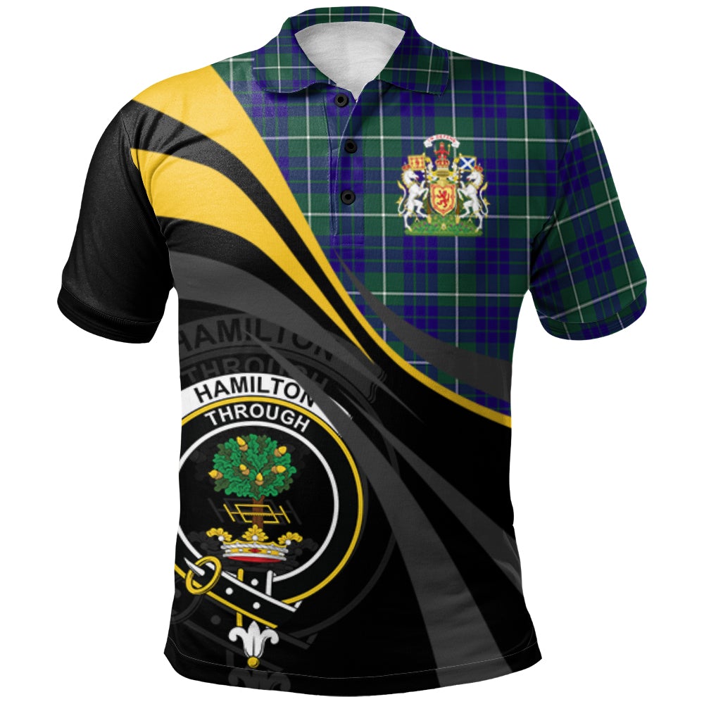 Clan Hamilton Hunting Modern Tartan Polo Shirt - Royal Coat Of Arms Style WY39 Hamilton Hunting Modern Tartan Tartan Polo   