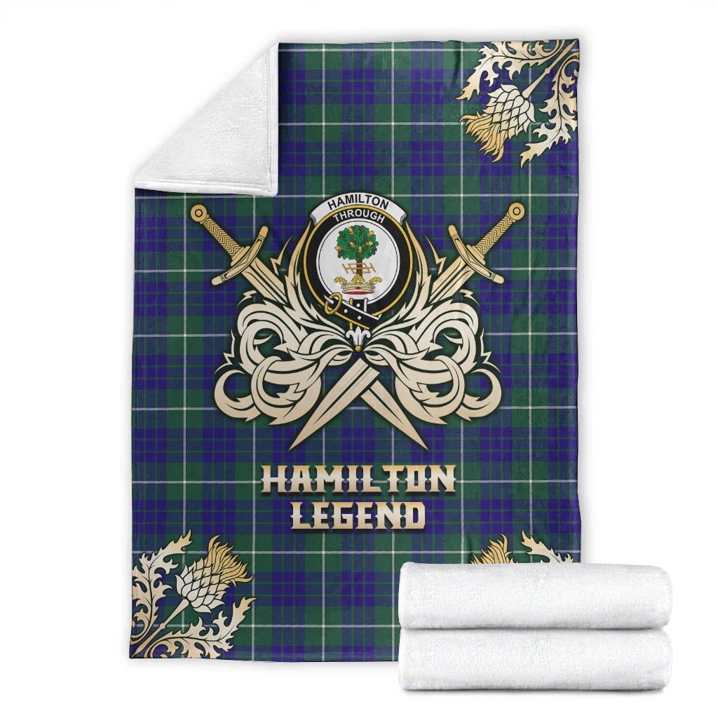 Clan Hamilton Hunting Modern Tartan Gold Courage Symbol Blanket MM66 Clan Hamilton Tartan Today   