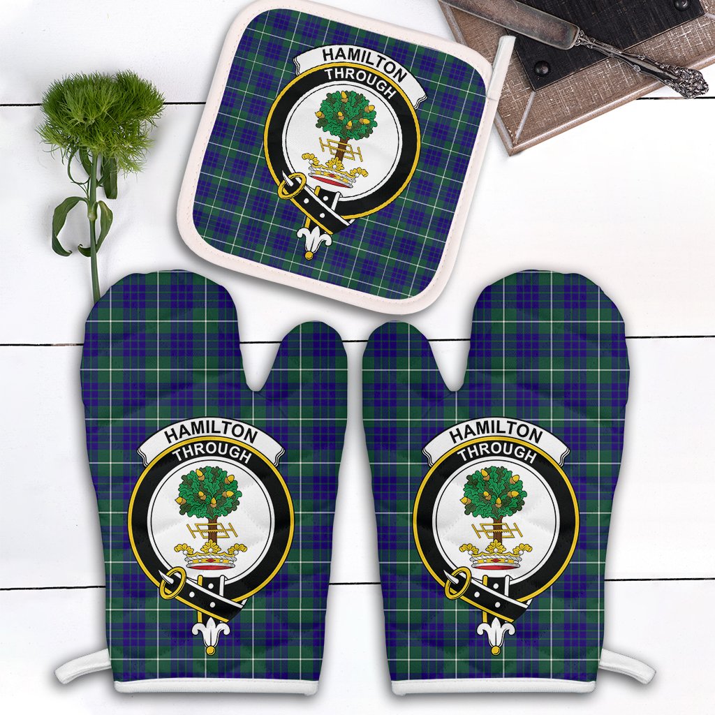 Clan Hamilton Hunting Modern Tartan Crest Oven Mitt And Pot Holder (2 Oven Mitts + 1 Pot Holder) ST39 Clan Hamilton Tartan Today   