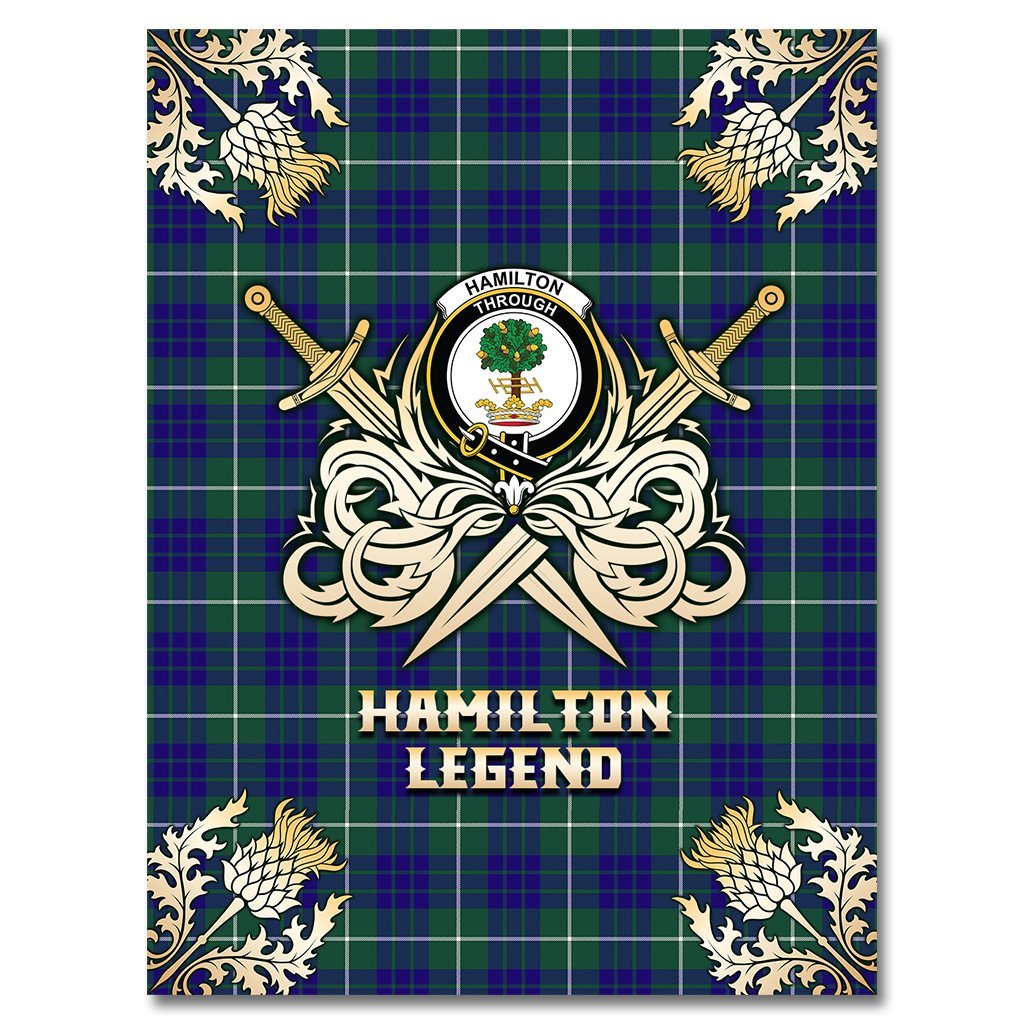 Clan Hamilton Hunting Modern Tartan Gold Courage Symbol Blanket MM66 Clan Hamilton Tartan Today   